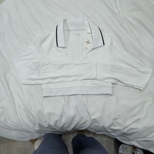 White Collared Crop Top